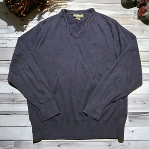 Eddie Bauer Sweater V Neck Cotton Cashmere Blend Blue Size Med